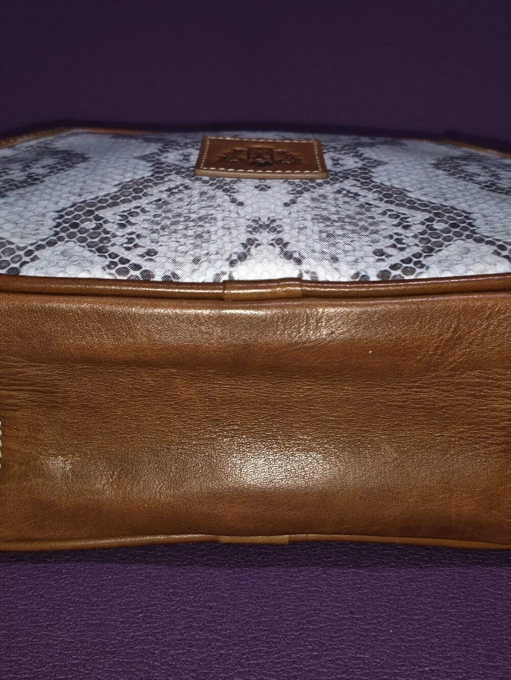 🔥Barrington Edward Jones Snakeskin Tan Leather Cosmetic Toiletry Zip Bag Travel